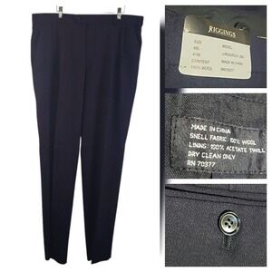 J.RIGGINGS Mens Navy Blue Pleated Wool Dress Pants New- Waist 41L Slim Unhemmed